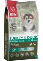 Blitz (Блиц) PUPPY  TURKEY & DUCK /беззерновой корм для щенков Индейка&Утка