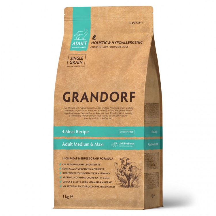 Grandorf (Грандорф) DOG 4 Meat PROBIOTIC MED&MAXI (4 мяса с пробиотиками для собак средних и крупных пород)