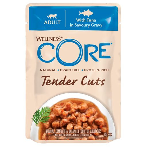 Wellness Core TENDER CUTS паучи из тунца в виде нарезки в соусе для кошек