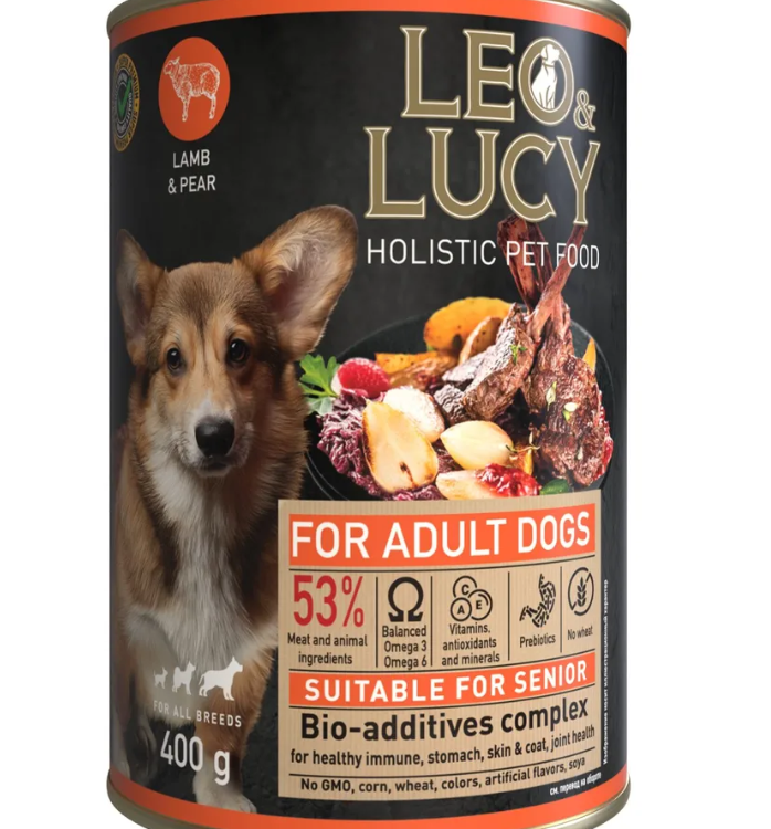 LEO&LUCY (ЛеоЭндЛаки) консервы  холистик 400 гр.- паштет для собак всех пород, подходит пожилым, 400 г., упаковка 20 шт.