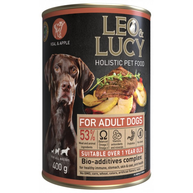LEO&LUCY (ЛеоЭндЛаки) консервы холистик 400 гр.- паштет для собак всех пород, 400 г., упаковка 20 шт.