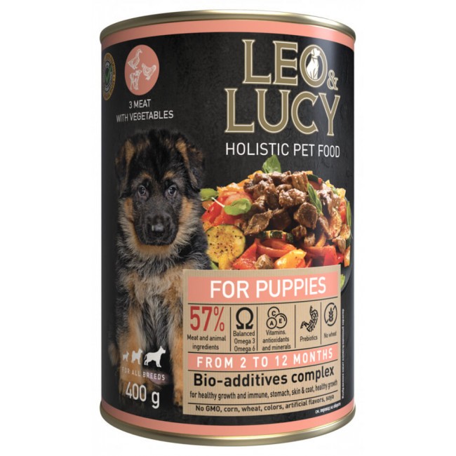 LEO&LUCY (ЛеоЭндЛаки) консервы холистик 400 гр.- паштет для щенков, 400 г., упаковка 20 шт.