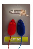 Papillon игрушка мышка, вельвет, (cat toy 2 velvet mice on card)