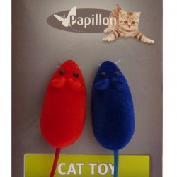 Papillon игрушка мышка, вельвет, (cat toy 2 velvet mice on card)