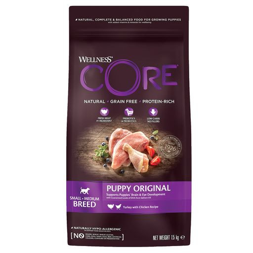Wellness Core Корм из индейки с курицей для щенков мелких и средних пород