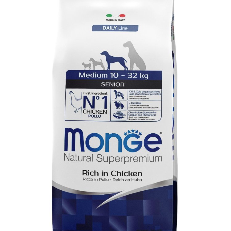Monge (Монж) dog medium корм для пожилых собак средних пород с курицей
