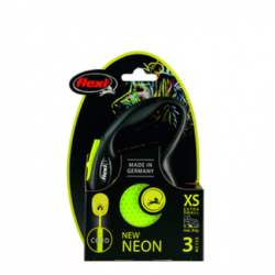 Flexi (Флекси) Рулетка-трос светоотражающая для собак до 12кг, 5м (New Neon S Cord 5m yellow)