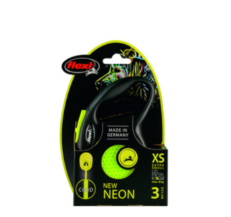 Flexi (Флекси) Рулетка-трос светоотражающая для собак до 12кг, 5м (New Neon S Cord 5m yellow)