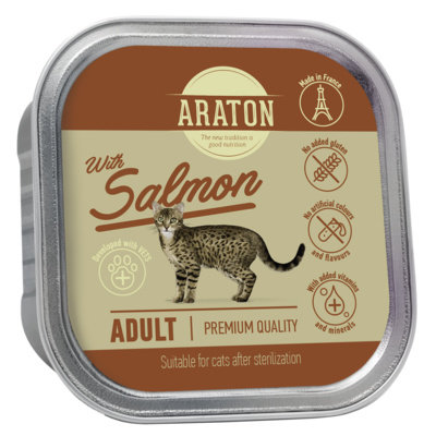 ARATON (Аратон) adult cat with salmon suitable for sterilised Безглютеновые консервы для стерилизованных кошек с лососем