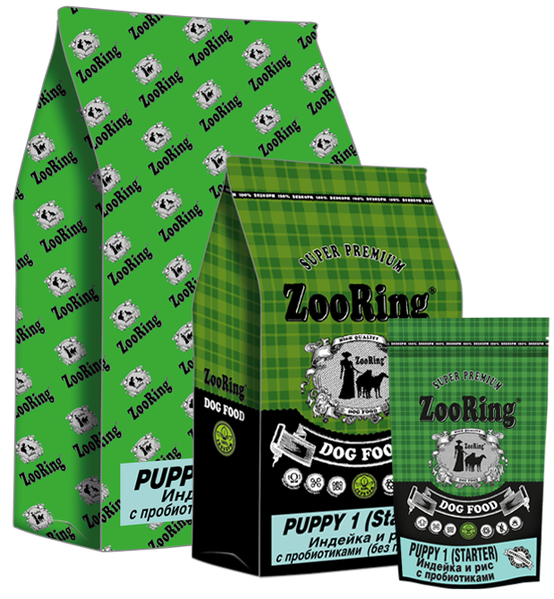 Zooring (Зооринг) Puppy 1 Starter Индейка и рис с пробиотиками