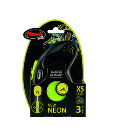 Flexi (Флекси) Рулетка-трос светоотражающая для собак до 8кг, 3м (New Neon XS Cord 3m yellow)