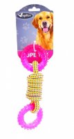 Papillon игрушка для собак "плетеная веревка с двумя пластиковыми кольцами" weaving rope toy with trp, yellow pink (3 36)
