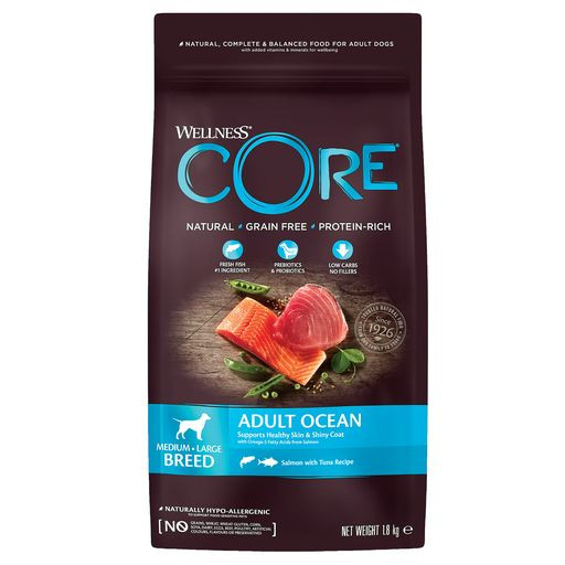 Wellness Core Корм из лосося с тунцом для взрослых собак средних и крупных пород